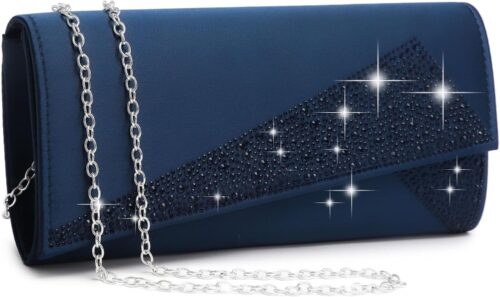 Dasein Women's Satin Rhinestone Clutch Evening Bags Sparkle ...