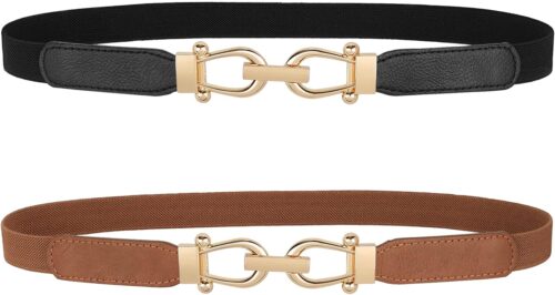 JASGOOD Women Skinny Elastic Belt for Dresses,Thin Retro Str...