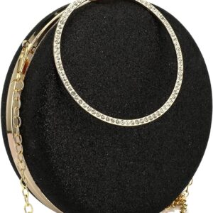Women's Round Ball Clutch Rhinestone Ring Handle Designer Wr...