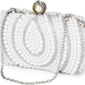 Tanpell Women's Pearl Beaded Evening Clutches Bags for Weddi...