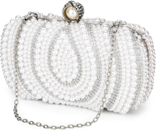 Tanpell Women's Pearl Beaded Evening Clutches Bags for Weddi...