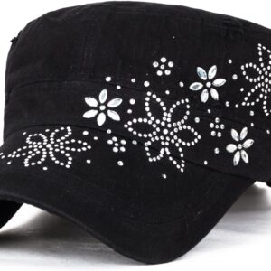 ililily Crystal Gemstone Stud Flower Vintage Cotton Military...