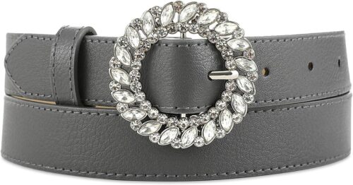 RISANTRY Womens Belts for Jeans Leather Belt with Rhinestone...