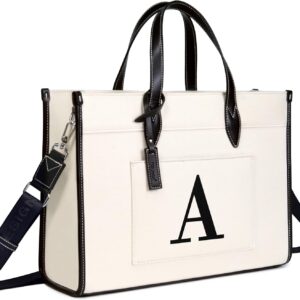 TOPDesign Initial Laptop Tote Bag for Women, Stylish Canvas ...