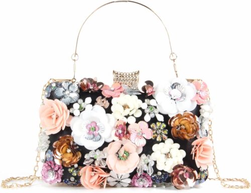 Lanpet Women Clutches Flower Evening Handbag Chain Strap Sho...