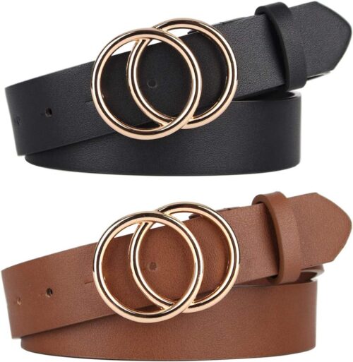UnFader Pack 2 Women Belts for Jeans with Fashion Double