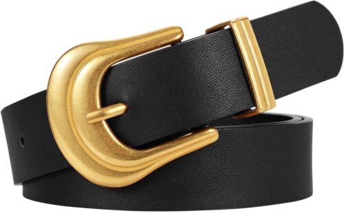 JASGOOD Women's Western Belt Vintage Black Leather Waist Bel...