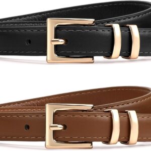 VONMELLI Leather Belts for Women Fashion 2 Pack Womens Leath...