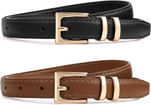 VONMELLI Leather Belts for Women Fashion 2 Pack Womens Leath...
