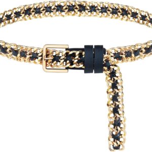 Glamorstar Gold Metal Punk Belts Leather Chain Waist Belt fo...