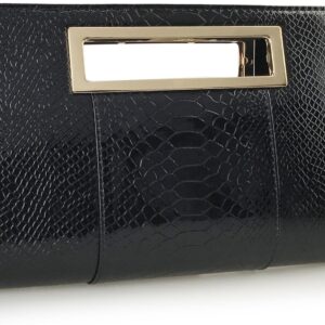 HOXIS Classic Crocodile Pattern Faux Leather Metal Grip Cut ...