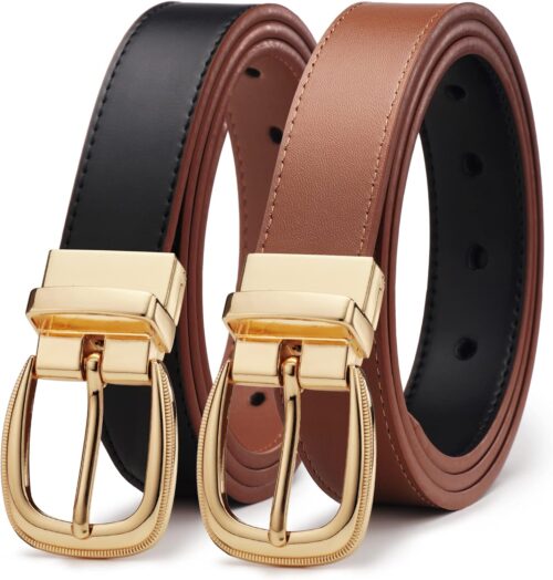 CR Reversible Belts for Women - 1.1" Leather Belt Women