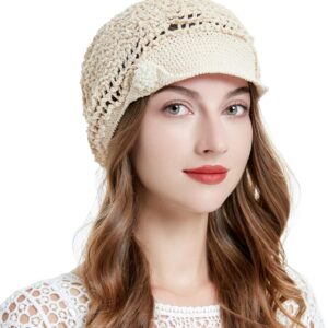ZLYC Women Summer Slouchy Crochet Hat Handmade Cutout Knit S...