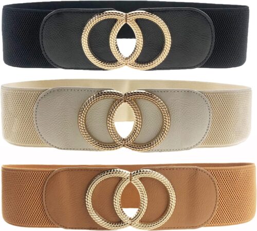 Swtddy 3 Pack Womens Vintage Wide Elastic Stretch Waist Belt...