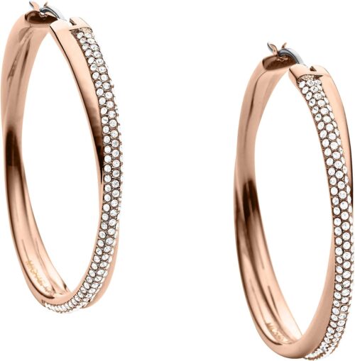 Michael Kors Stainless Steel and Pavé Crystal Hoop Earrings ...