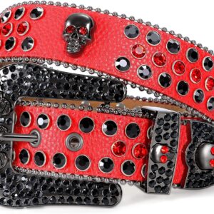 SUOSDEY Rhinestone Skull Belt Men Women Bling Stylish Belt P...