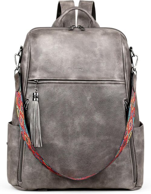 FADEON Laptop Backpack Purse for Women Large Designer PU Lea...