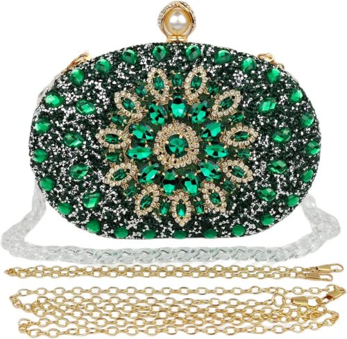 Multicolor Rhinestone Women Evening Clutch Purse Bridal Spar...