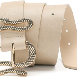 Designer Belts for Jeans Women Leather Belt with Snake Buckl...