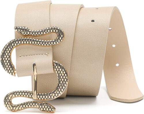 Designer Belts for Jeans Women Leather Belt with Snake Buckl...
