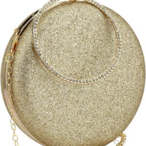 Women's Round Ball Clutch Rhinestone Ring Handle Designer Wr...