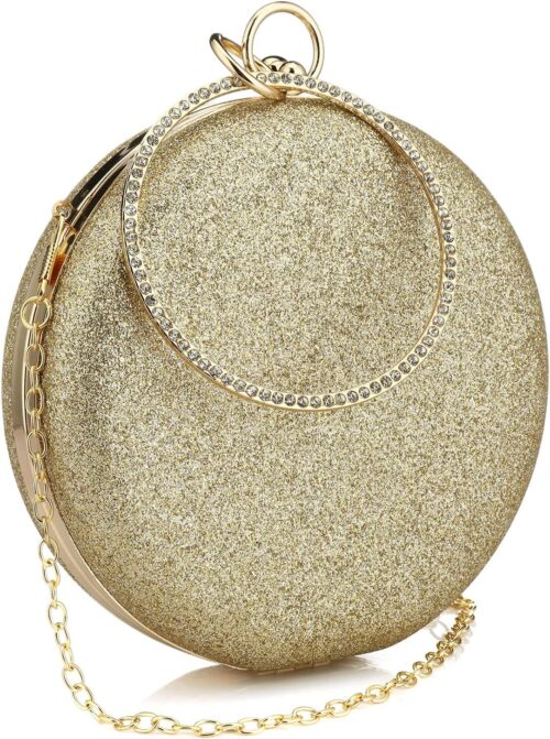 Women's Round Ball Clutch Rhinestone Ring Handle Designer Wr...