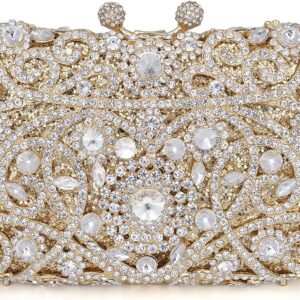 Formal Rhinestone Crystal Clutch Evening Wedding Bag For Wom...